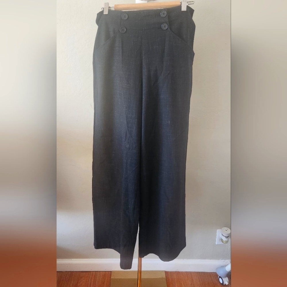 MAX STUDIO LONDON Charcoal Wide Leg Pants Size 8 - Picture 1 of 8